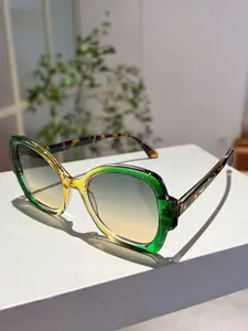 Women's Vintage Ombre Pattern Leopard Print Sunglasses, Trendy Casual Full Rim Sunglasses for Everyday Use, Fashion Accessories for Outdoor Activities, Summer Trendy Sunglasses