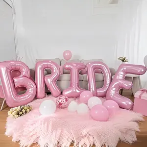 40 Inch Pastel Pink BRIDE Balloons Bachelorette for Bridal Shower, Light Pink BRIDE Mylar Foil Balloon Letter, Pearl Pink Alphabet Balloon for Wedding Engagement Bride to be Party Decorations Balloon Arch Balloons Latex Balloons