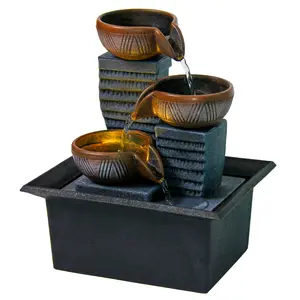 Tabletop Fountain Ornaments Home Gardening Decoration Rockery Water Fountain Crafts Gifts Desktop Decorations Wooden Wishing Well Hand Carved Wooden