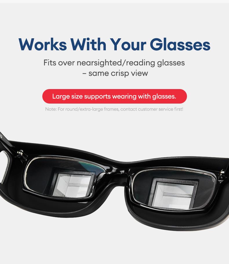 PAXA TJ001 Lazy Glasses, Bed Prism Glasses Spectacles, Horizontal High Definition Glasses, Prism Periscope Lie Down Eyeglasses for Reading and Watch TV in Bed, Unisex