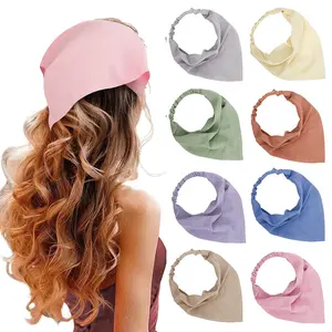 Headscarf Solid Color Hair Accessory Macaron Color Elastic Band Versatile Elastic Headband Women's Triangle Scarf Accessory Fabric Geometric Design Personality Trendy