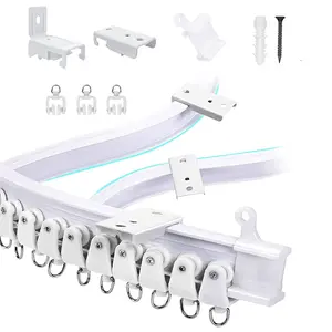 5 Meters (16.4feet) Ceiling Track for Curtains, Flexible Bendable Straight Windows Shower Curtains Room Divider DIY Mounting Accessories, RV Ceiling Track for Curtains