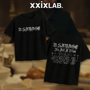 29Labs. Savage 2023 Tour Double Side Heavy Cotton Graphic Hoodie Vintage 21 Rap Shirt Hiphop Streetwear Clothing Gift For Music Lovers Breathable Printing Lightweight T-Shirt