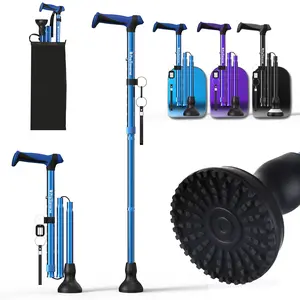 ProTraverse Foldable Lightweight Walking Cane with Wrist Strap & Emergency ID Tag