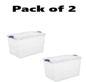 Stackable Plastic Storage Boxes 66 Quart 2 Pack