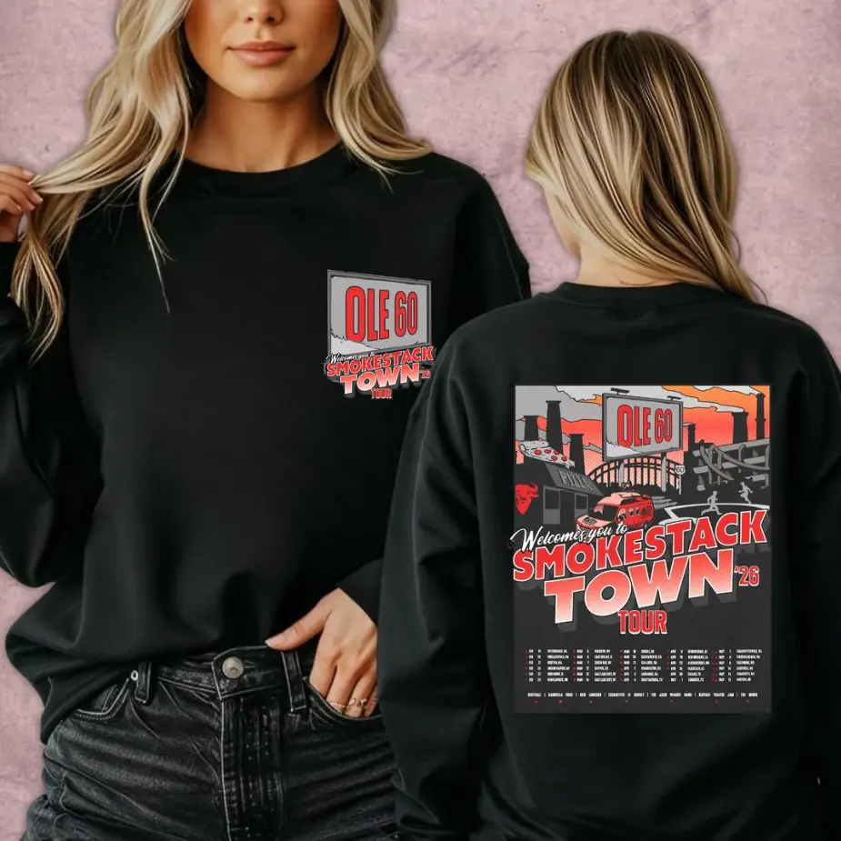 Ole 60 Smokestack Town Tour 2026 T-Sweatshirt - Country Rock Band Tee, Vintage Concert Graphic , Southern Rock Fan Gift