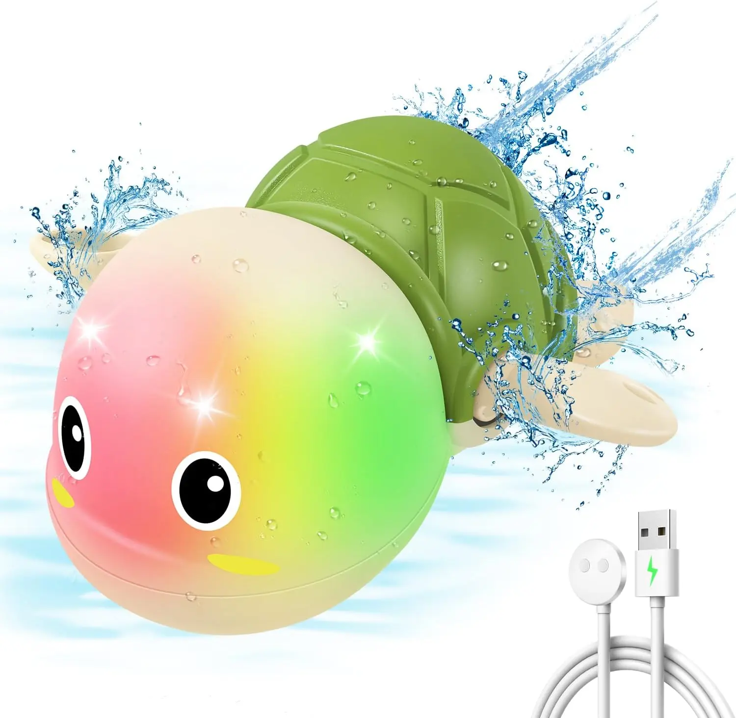 Rechargeable Light Up Water Toys for Kids - Cute Swimming Turtle, IPX8 ...