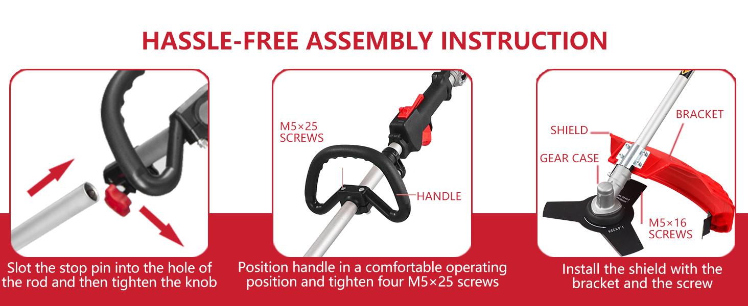 PowerSmart(PS4531 PS4532) Desbrozadora de Gasolina de 25.4 cc, Cortadora de Césped 3 en 1 de 16 pulgadas con Cortadora de Cepillo de 10 pulgadas para Corte de Hierba, Ideal para Negocios de Jardinería