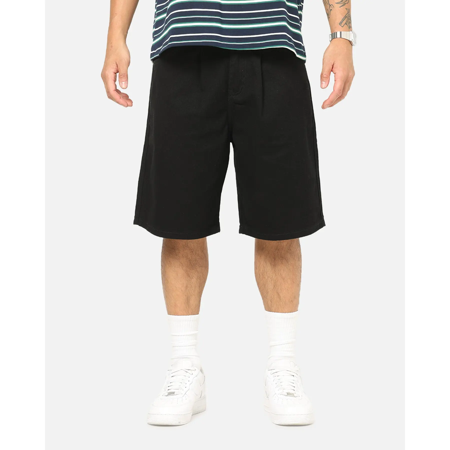 Carre Drill Pleated Jorts Black