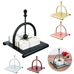 Napkin holder for table – square tabletop windproof cocktail napkin with metal accent, fits 5-6 inch napkins, suitable for kitchen, office, restaurant, hotel, cafe, bar, outdoor.