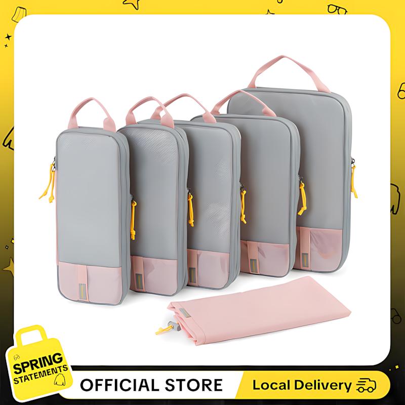 6-Piece Compression Packing Cubes for Suitcases, Polyester Travel Luggage Organizers, Multifunctional Storage Bags for Travel & Party Activity Supplies