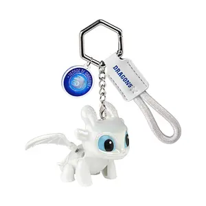 MINISO How to Train Your Dragon Light Fury Keychain,Cute Moving Wings Dragon 3D Figurine, Kawaii Anime Bag Charm Pendant, Premium Leather Strap Backpack Clip, Aesthetic Car Keyring Ornament, Collectible Movie Merchandise Gift for Teens & Fans summerwins