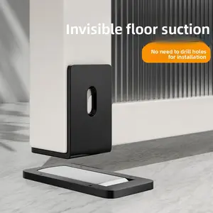 Ultra-thin invisible floor-mounted door stopper, no drilling required, new model for bathroom doors, anti-collision, ultra-narrow frame, aluminum alloy glass door, strong magnet tools Door closer