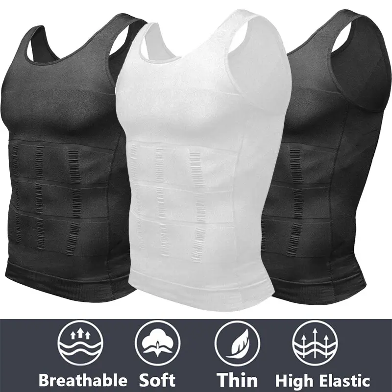 1/2PCS Men's Compression Vest Tummy Control Undershirts Shaping Vest,Men Sleeveless Shirt Shapewear, Sport Vest,Men Breathable Round Neck Compression Tank Top Men Shirt For Running Workout Fitness Basketball,Menswear Underwear For All Seasons