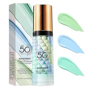 Three-Color Isolation Sunscreen Cream, Breathable & Lightweight, Invisible Wear, Perfect for Travel & Business Trips, Unisex for All Genders, Ideal Holiday Gift for Mom, Friends & Loved Ones