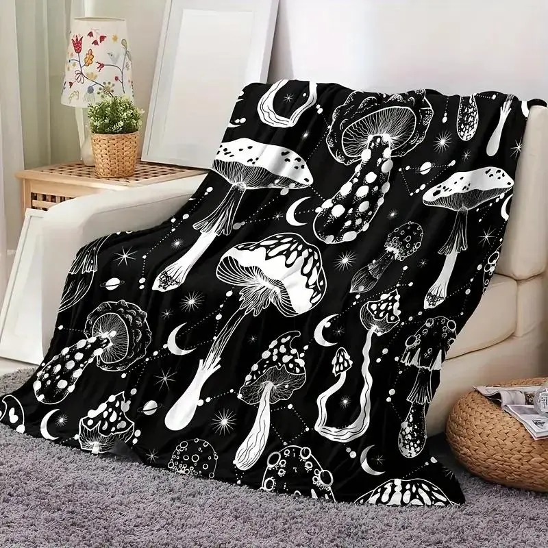 Mushroom Pattern Blanket, 1 Count Soft Warm Throw Blanket, Soft Cozy Blanket, Air-conditioned Room Blanket, Warm Nap Blanket for Home Office Travel Camping