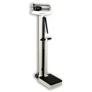 212 MAIN Model 448 Eye Level Physician Scale for Clinical Use, 400 Lb x 4 Oz Capacity, 10.5 in. x 14.5 in. Platform, Height-Adjustable Rod, Hand Post, Wheels, Die-Cast Beam, Removable Cover