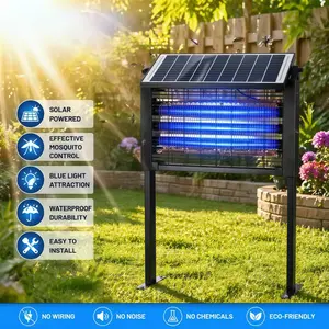 Outdoor solar powered, indoor mosquito killer, 4500V high power, IP67 waterproof, electric mosquito killer with grounding bracket, rechargeable waterproof mosquito killer, fly zapper, mosquito zapper, electric mosquito trap, perfect for patio, backyard