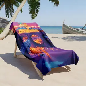 1 piece St. Petersburg night view with the illuminated bridges over the Neva River themed beach towel - Quick-dry Absorbent Beach Towel, Upgraded Fiber Material, suitable for Home, Travel, Gift, Quick-dry and Absorbent, Modern Pattern Style