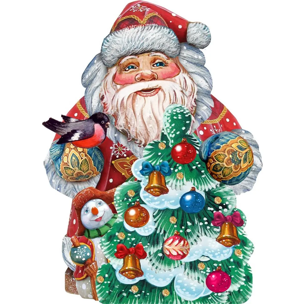 G.DeBrekht 8119181 Artistic Plywood Flat Christmas Santa Claus Handcrafted Ornament Set, 2-Piece, 18x24 in, Festive Home Decor Gift