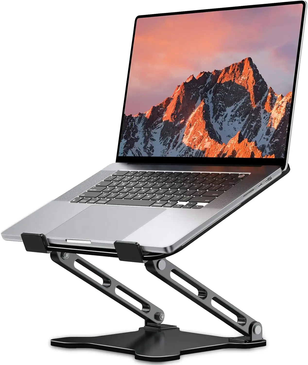 Adjustable Laptop Stand for Desk, Portable Airflow Laptop Riser Holder | Metal, Foldable, Ergonomic, Computer Notebook Stand Perfect for Home Desk, Office, Coffee Shops, Travel, 10-15.6" Laptops