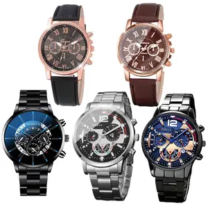 5-Piece Mechanical Display Calendar Quartz Watch Set, Round Alloy Case, Pointer Display, Analog Quartz Watch, Ideal for Daily & Formal Occasions, Perfect Gift