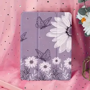 White Flower Butterfly Samsung Tablet Case for Galaxy Tab S7+/S8+/S9+/S9FE+, Tab S6 Lite/Tab A7/A8/A9+