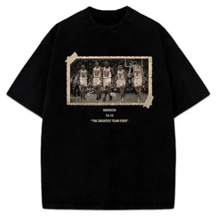 Men's Vintage 1996 Chicago Squad T-Shirt, Cotton Crew Neck Top with 72-10 Team Photo Graphic, Casual Sports Menswear, Tshirt, Vintage Shirts