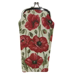 CTM Women's Poppy Print Tapestry Glasses Case