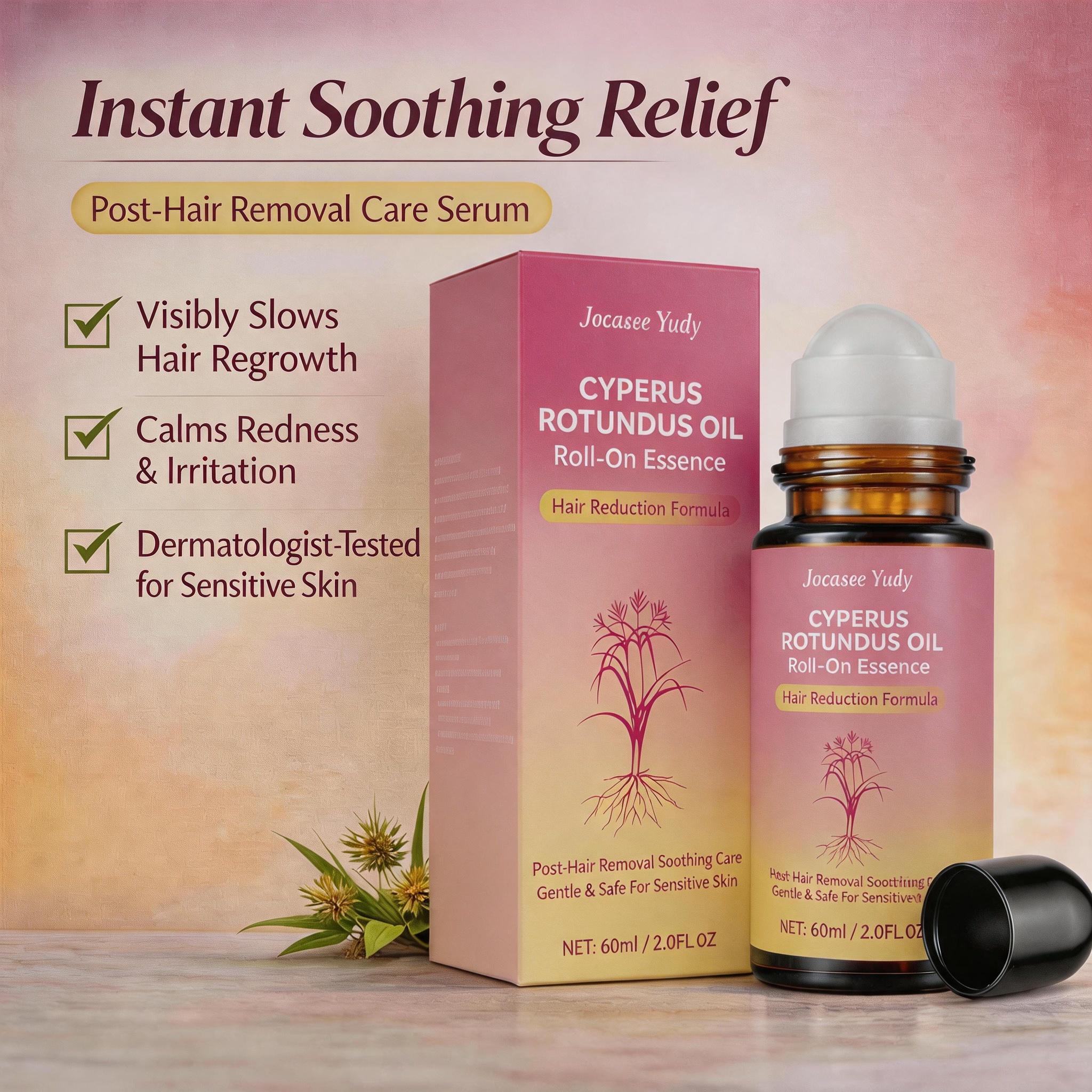 Cyperus Rotundus Oil for Hair Removal , Reduces Unwanted Hair Growth, Soothes Skin Body Care Roll-On Serum for Smooth, Sensitive Skin - 60ml/2oz