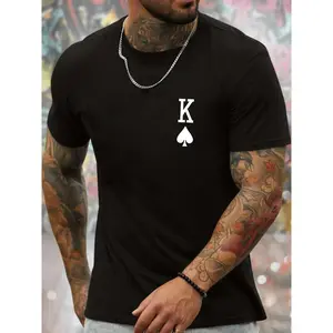 Men's King of Spades Graphic Tee - Casual Crew Neck Short Sleeve T-Shirt, Lightweight Polyester, Comfortable Summer Top for Casual Attire t shirts