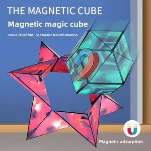 Magnetic Geometry Cube 3D Variable Magic Cube Fidget Toy Creative Decompression Toy for Adults Students