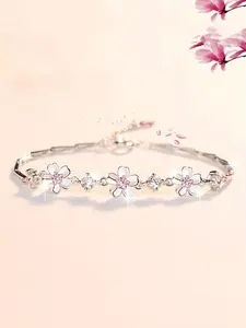 1pc Elegant Cherry Blossom Bracelet, Hypoallergenic, Floral Design, Perfect Gift for Girlfriend, Best Friend, Wedding, Christmas, Thanksgiving - All Seasons, Flower Design Bracelet
