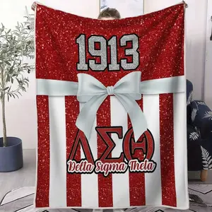 1pc Delta Sigma Theta 1913 Pattern Throw Blankets.Throw Blanket. Comfy Throw Blanket. Soft Blanket. Cozy Soft.Suitable For Couches. Beds.