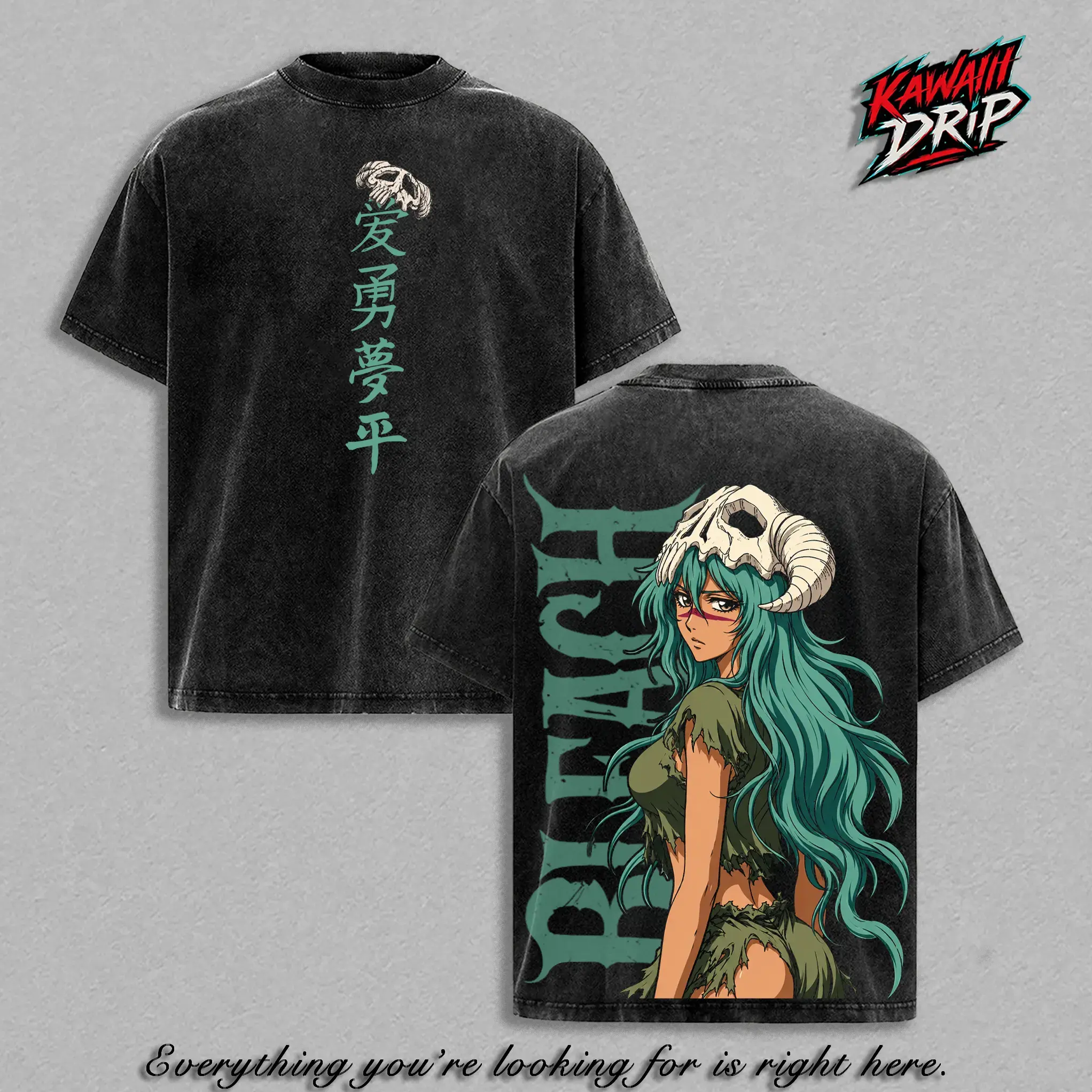 Nelliel Bleach Vintage Washed Anime T-Shirt Heavyweight Cotton Oversized Boxy Fit Graphic Tee Streetwear Unisex Daily Wear Arrancar Espada Gift For Anime Fans Menswear Y2K Aesthetic Casual High Quality Trendy TikTok Shop Viral Graphic Shirt Must Have!