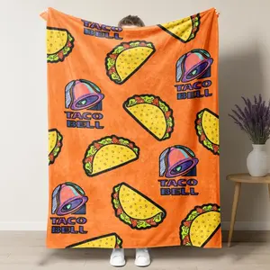 Taco Bell Themed Blanket, Bold Graphics,1 Count Trendy Soft Throw Blanket, Warm Nap Blanket for Home Office Travel, Print Blanket Suitable as a gift sizes 60*80,30*40(baby ),40*50(kids),50*60