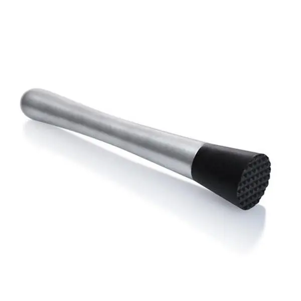 BarConic® 8" Thick Stainless Steel Muddler, Plastic Tenderized Head, Classic Bar Utensil for Cocktails
