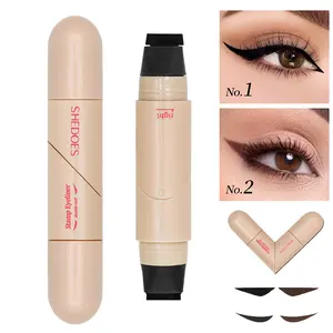 Dual Ended Eyeliner Stamp Pen, Quick Dry Waterproof Eye Liner Marker with Wing Stamp & Fine Tip, Long Lasting Smudge Proof Liquid Eyeliner for Cat Eye Makeup, Daily & Professional Use