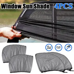 4Pcs Universal Car Front & Rear Side Window Sun Shade, Breathable Mesh Screen, UV Protection Insect Shield Cover
