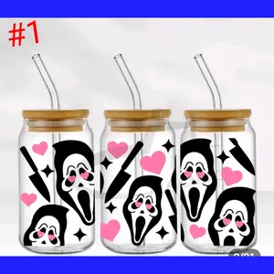 Horror Halloween libbey wrap and Libbey glass, cup wrap, Tumbler,  uv dtf wrap libbey