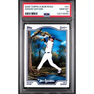 SHOHEI OHTANI PSA 10 2025 TOPPS X BOB ROSS THE JOY OF BASEBALL GEM MINT LOW POP!