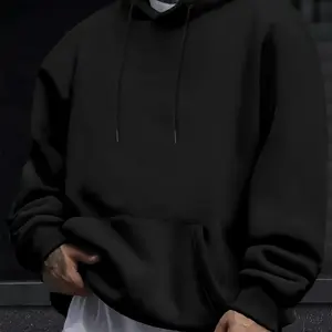 Unisex Plain Pocket Solid Thermal Lined Hoodie Black Pullover Hoodie with pocket！for Home Work and Daily life School Casual comfort Pullover Hoodie for Cool Winter and Fall ideal Midlayer indoor outdoor comfy hoodie Sweatershirt