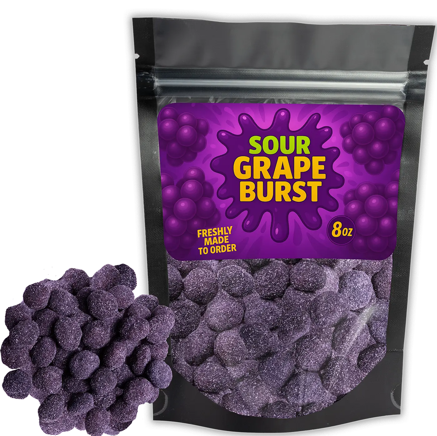 Sour Grape Gushers - (8oz Large Bag) - Sour Grape Gushers Snack  - Ships Same Day! Candy Sweet