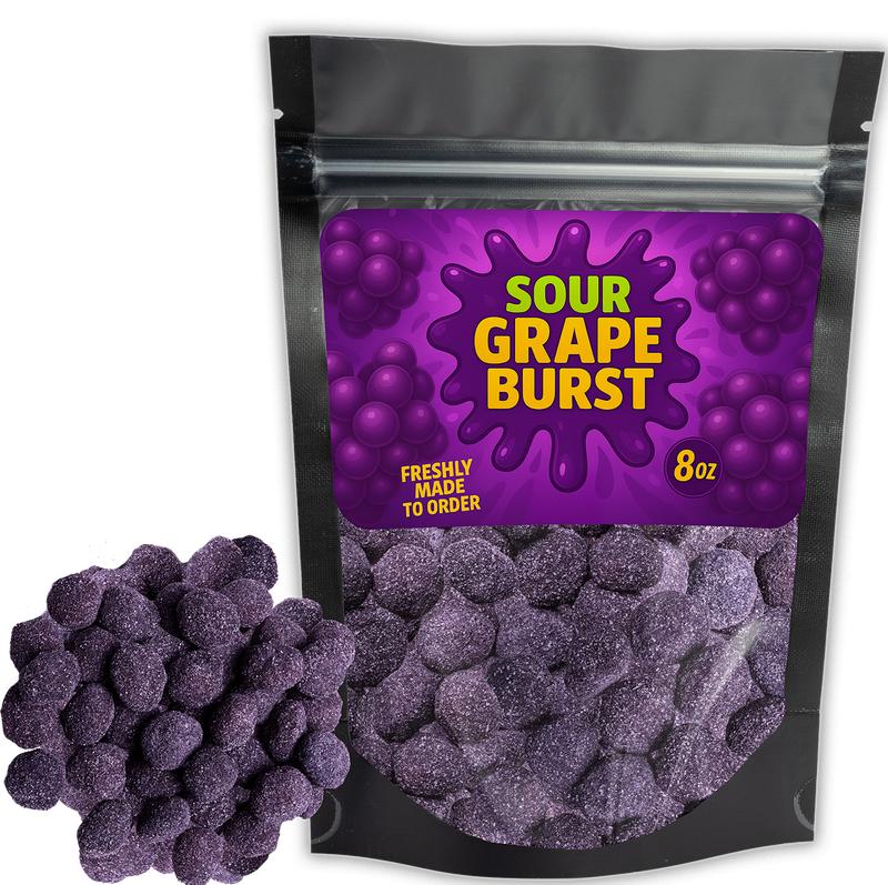 Sour Grape Gushers - (8oz Large Bag) - Sour Grape Gushers Snack  - Ships Same Day! Candy Sweet