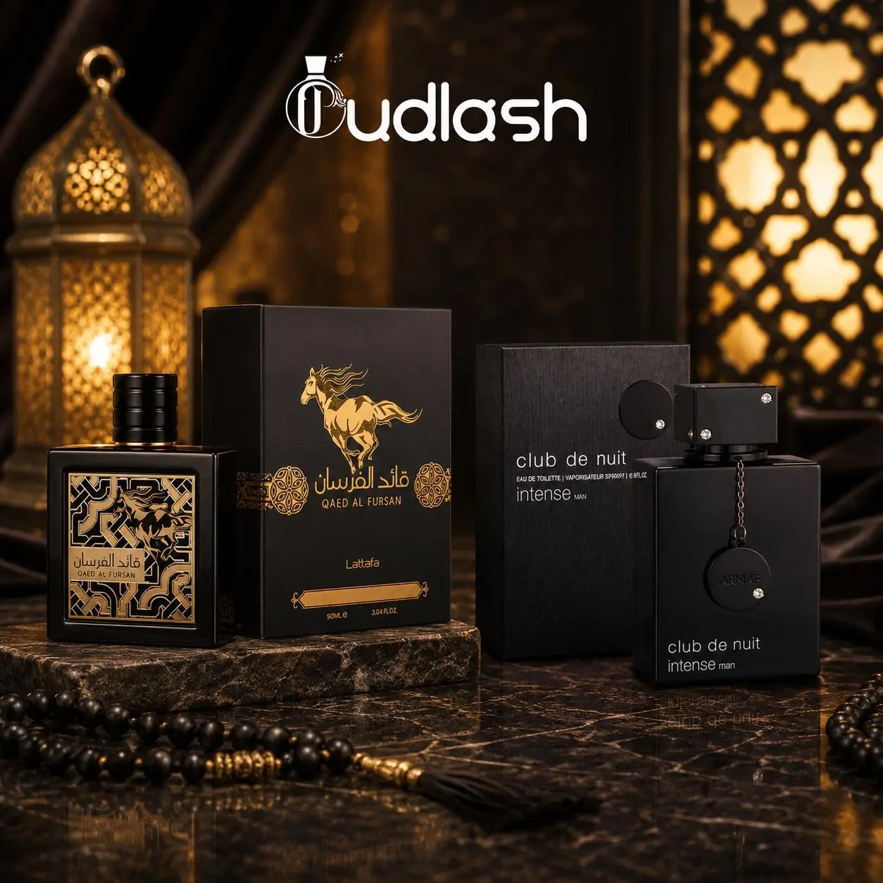 Oudlash Bundle | Lattafa Qaed Black + Armaf Club De Nuit Intense Man | Men's Fragrance | 100 ML 3.4 OZ | Eau De Parfum | Citrus - Fruity & Leather