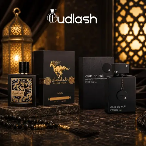 Oudlash Bundle | Lattafa Qaed Black + Armaf Club De Nuit Intense Man | Men's Fragrance | 100 ML 3.4 OZ | Eau De Parfum | Citrus - Fruity & Leather