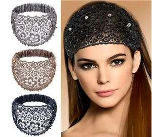 4 Pcs Wide Lace and Boho Style Headband For Women,Boho Pearl Headband for Women，Suitable for Daily Wear，and Various Holidays