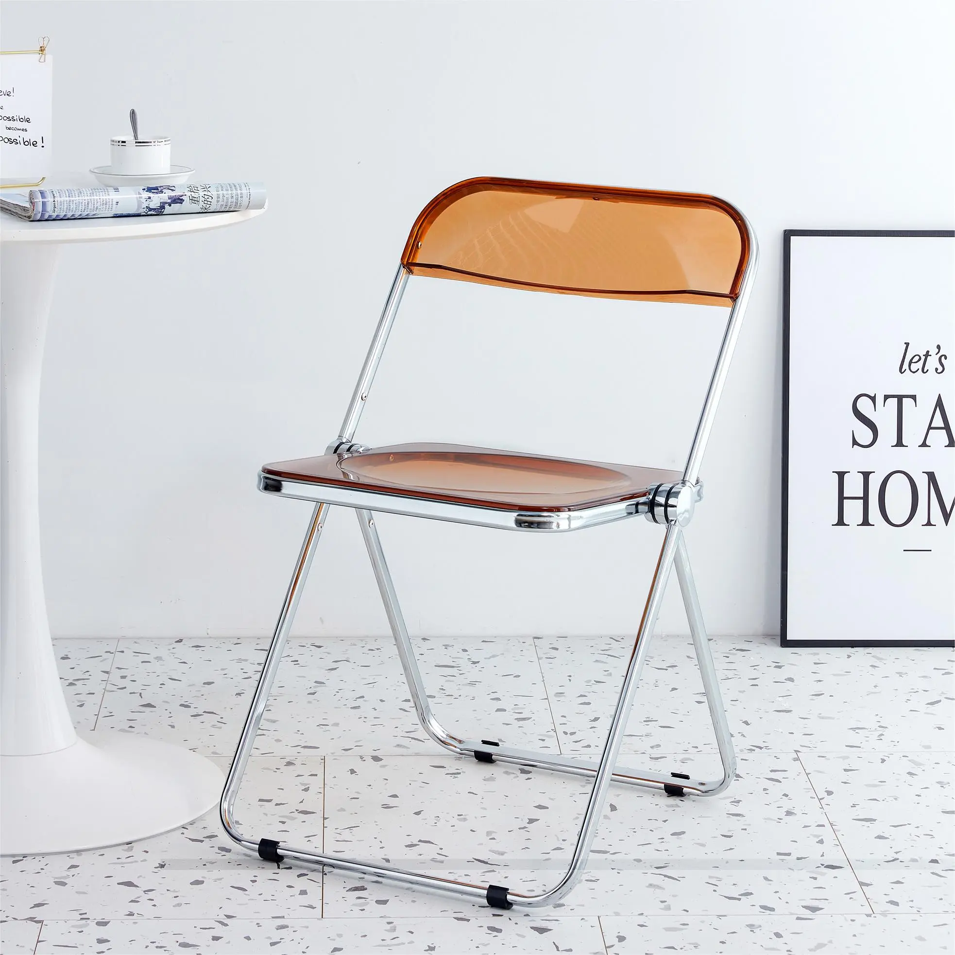 Transparent Folding Chair Pc Plastic Living Room Seat 1/2 pieces