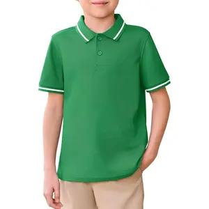 Kids Boys Short Sleeve School Uniform String Pique Polo Shirts 5-14 Years