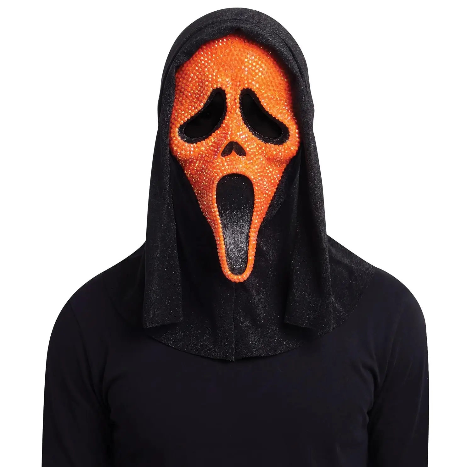 Fun World Ghost Face Adult Bling Mask, One Size Fits Most, Orange